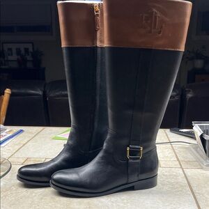 Ralph Lauren Black and Brown Boots